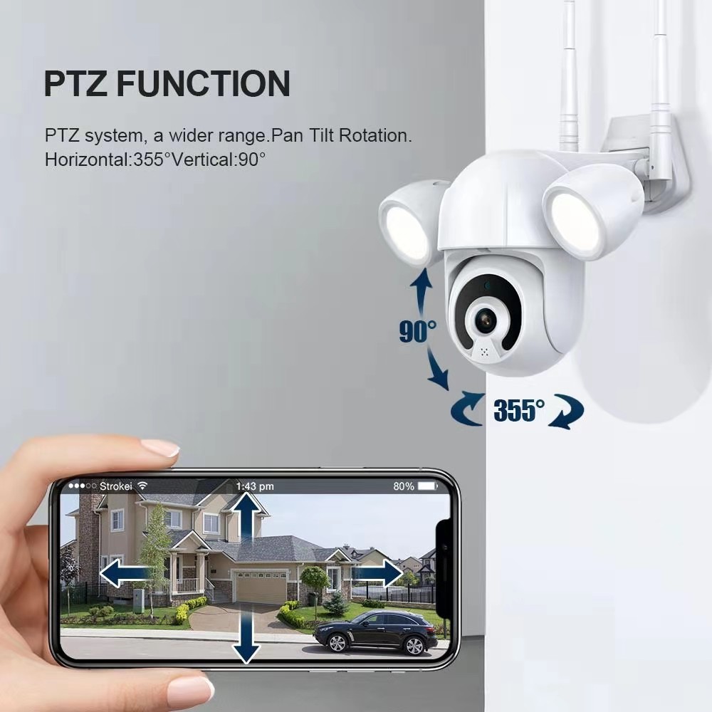 Tuya courtyard lighting camera PTZ 3MP outdoor IP66 waterproof